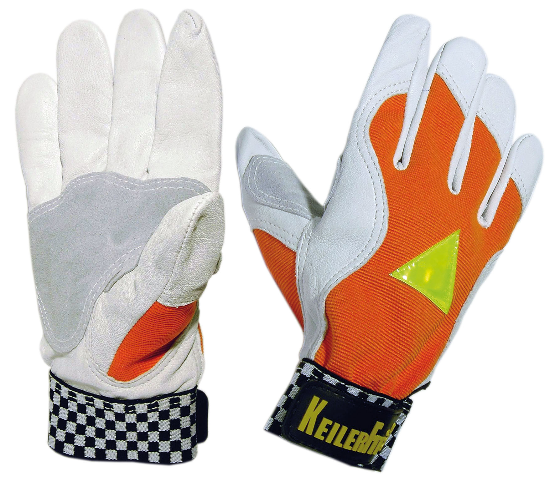 KeilerFit Orange - Handschuh aus weichem Ziegen-Nappaleder mit optischer Warnfunktion